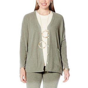 WynneLayers Chenille Sweater Knit Cardigan, Sage XLPetite 768-350